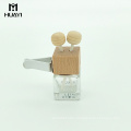 wholesale aroma diffuser 5ml air outlet square empty car perfume bottle with wooden cap